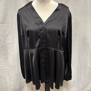 Torrid Black Satin Blouse